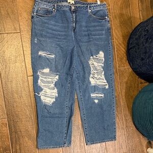 Eloquii Blue Distressed Flare Jeans